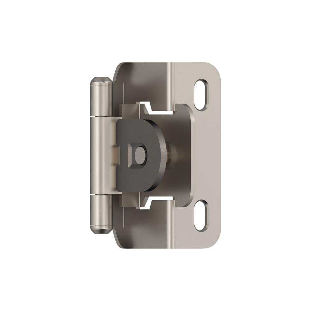 Amerock Satin Nickel 1/2 in. (13 mm) Overlay Single Demountable, Partial Wrap Cabinet Hinge (2-Pack)