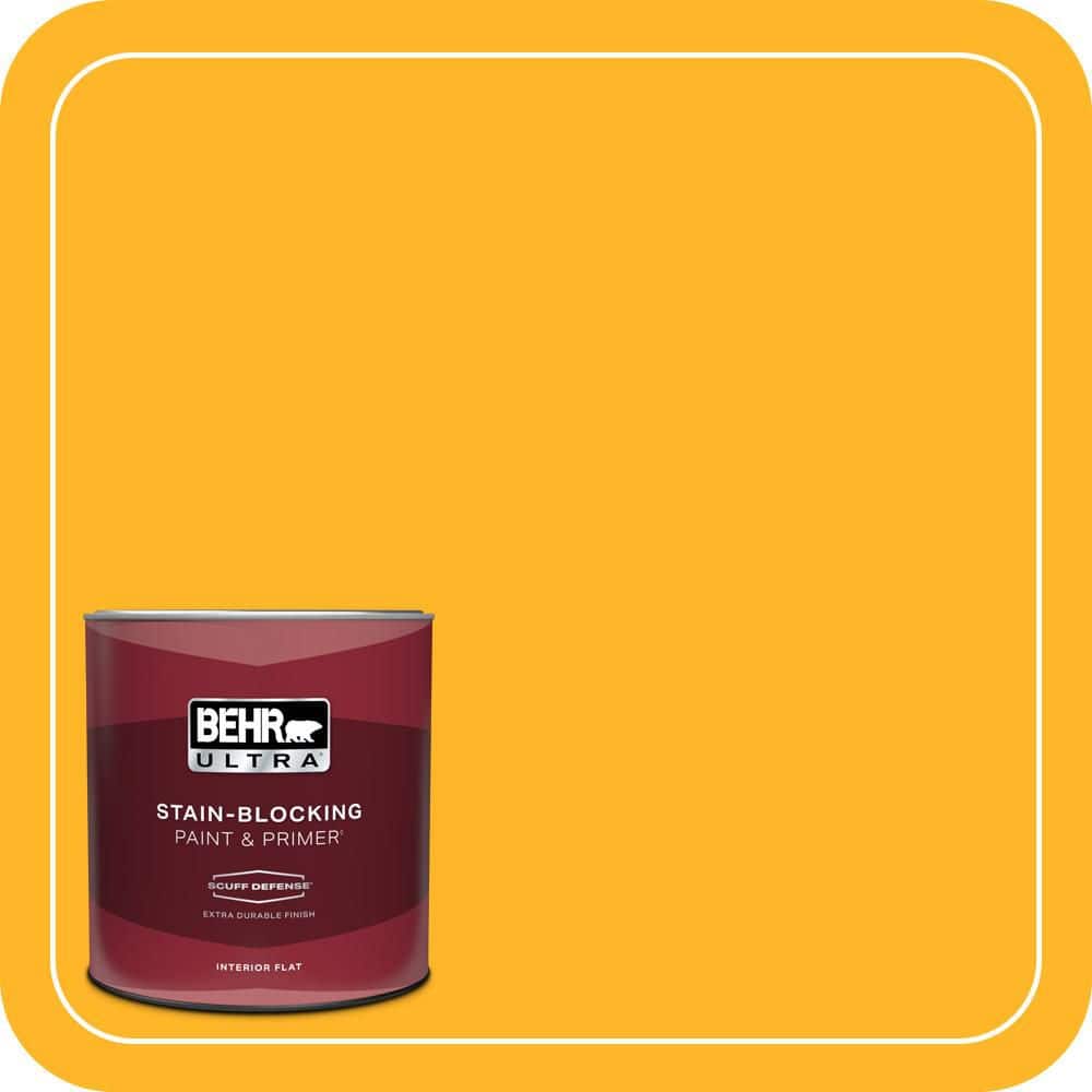 BEHR ULTRA 1 qt. #P260-7 Extreme Yellow Extra Durable Flat Interior Paint & Primer (1)