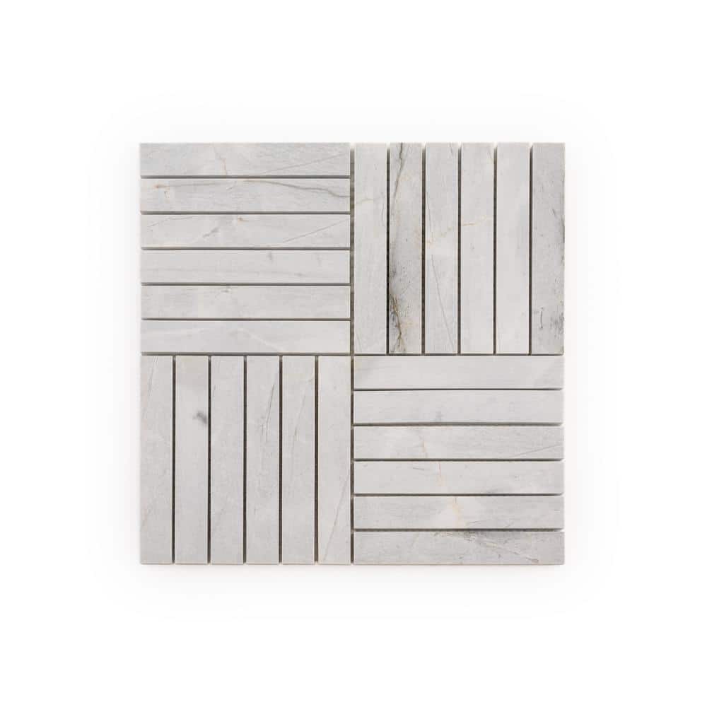 Jeffrey Court Hudson Lais Grey 11.875 in. x 11.875 in. Square Polished Marble Mosaic Wall and Floor Tile (0.979 Sq. Ft./Each) (1)