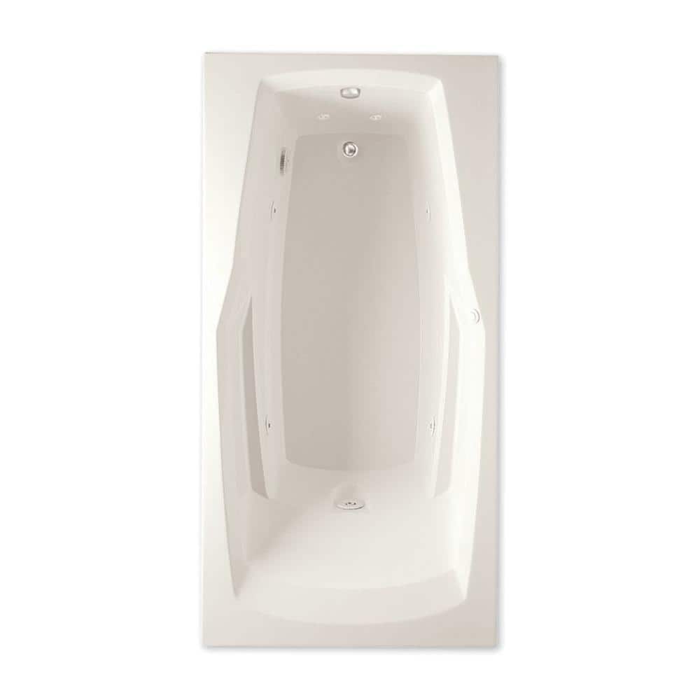 Aquatic Ascot III 72 in. Acrylic Rectangular Drop in Whirlpool Bathtub Reversible Drain in Biscuit (1)