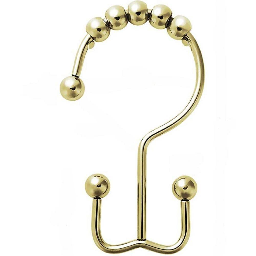 Dyiom Rust-Resistant Metal Double Glide Shower Hooks Rings for Bathroom Shower Curtains Rings/Hooks, in Gold (1)