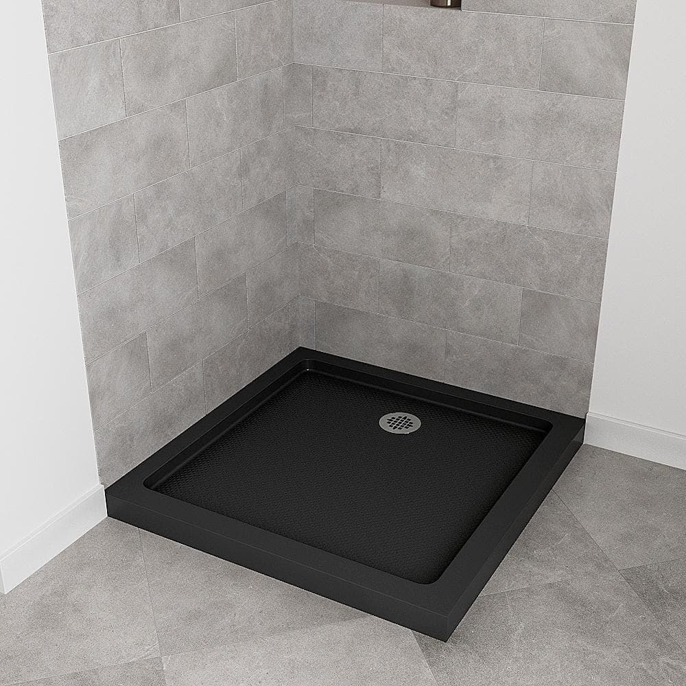 Streamline NT-2366-322-BL 32 in. x 32 in. Corner Acrylic Shower Pan Base in Glossy Black with Left Drain, Drain Included (3)