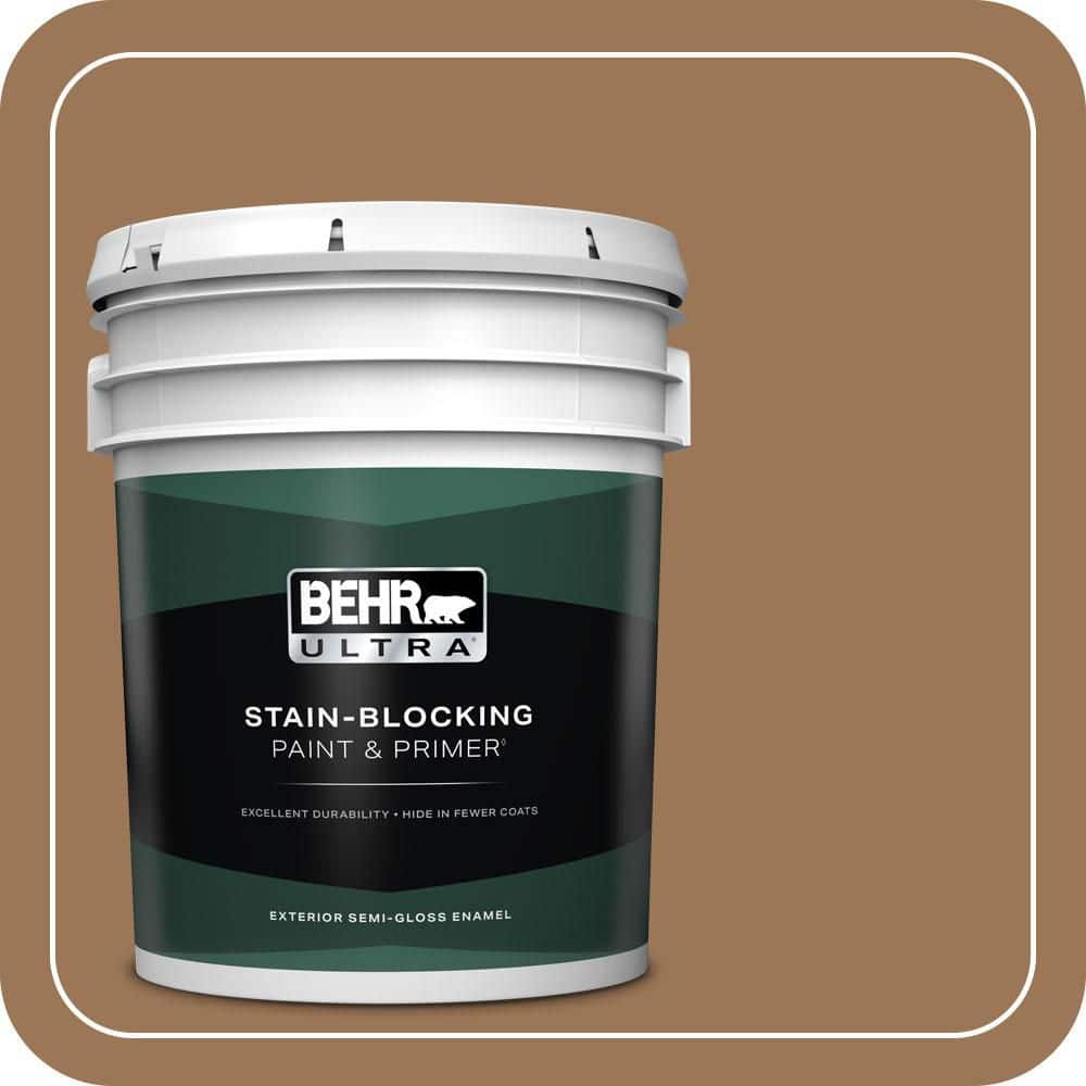 BEHR ULTRA 5 gal. #PPU4-02 Coco Rum Semi-Gloss Enamel Exterior Paint & Primer
