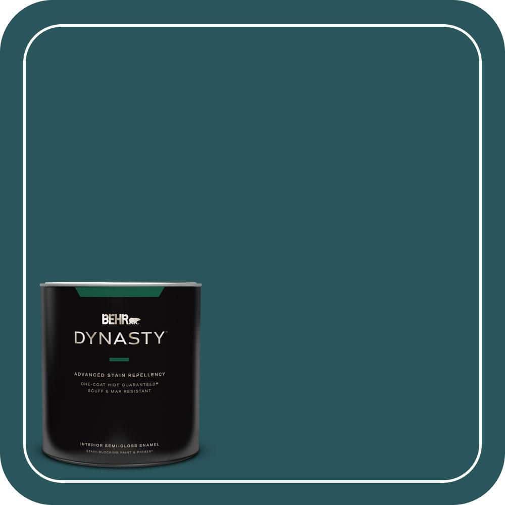 BEHR DYNASTY 1 qt. #MQ6-01 Ocean Abyss One-Coat Hide Semi-Gloss Enamel Interior Stain-Blocking Paint and Primer