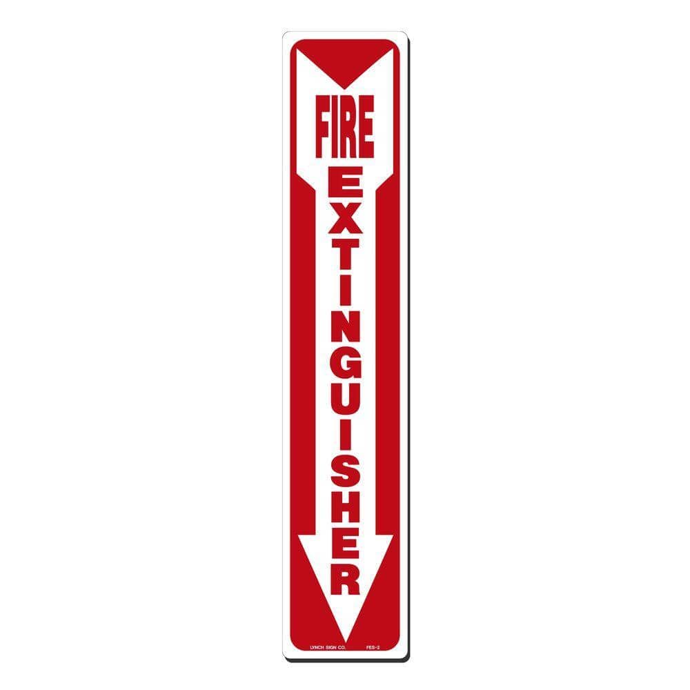 Lynch Sign 4 in. x 20 in. Decal Red on White Sticker Fire Extinguisher with Arrow Down (1)