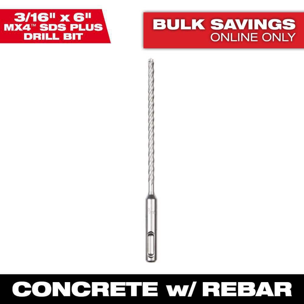 Milwaukee 3/16 in. x 6 in. 4-Cutter SDS-PLUS Carbide Drill Bit (1)