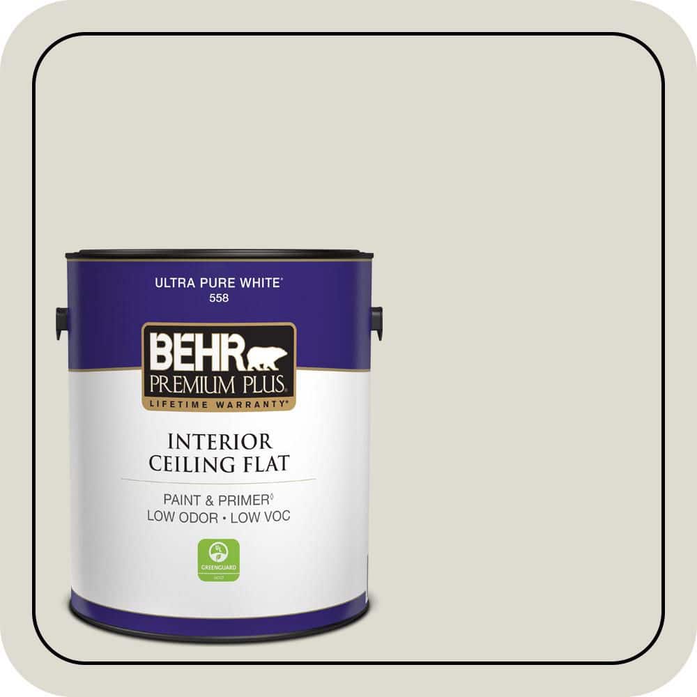BEHR PREMIUM PLUS 1 gal. #GR-W11 Silver Ash Ceiling Flat Interior Paint & Primer (1)