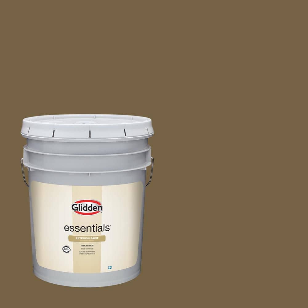 Glidden Essentials 5 gal. PPG1097-7 Olive Wood Flat Exterior Paint
