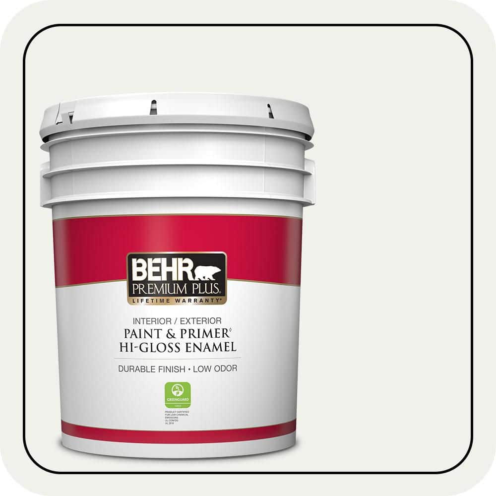 BEHR PREMIUM PLUS 5 gal. #610E-1 Windmill Wings Hi-Gloss Enamel Interior/Exterior Paint & Primer (1)