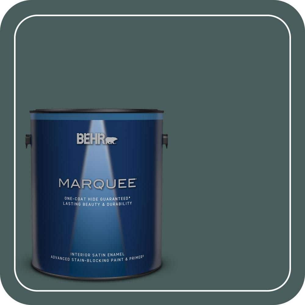 BEHR MARQUEE 1 gal. #490F-7 Jungle Green Satin Enamel Interior Paint & Primer