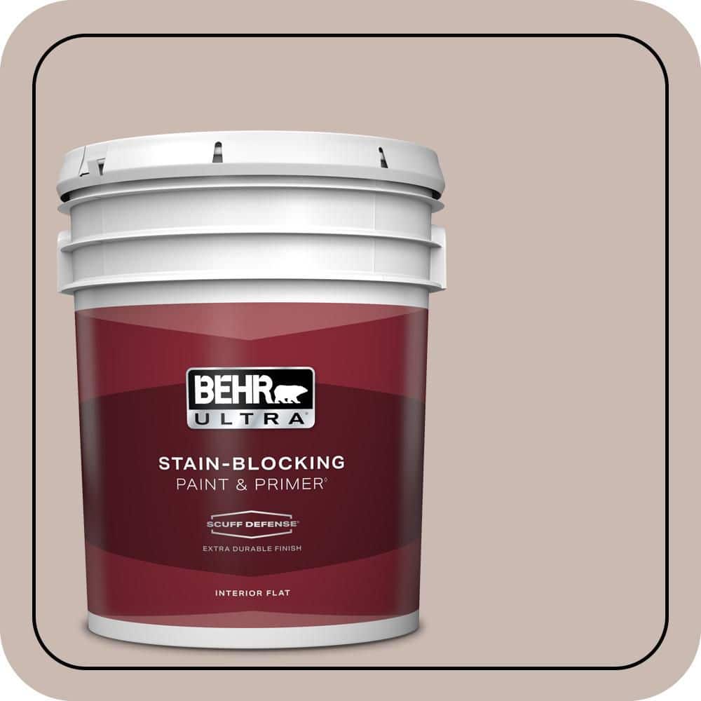 BEHR ULTRA 5 gal. #N170-3 Gray Ashlar Extra Durable Flat Interior Paint & Primer