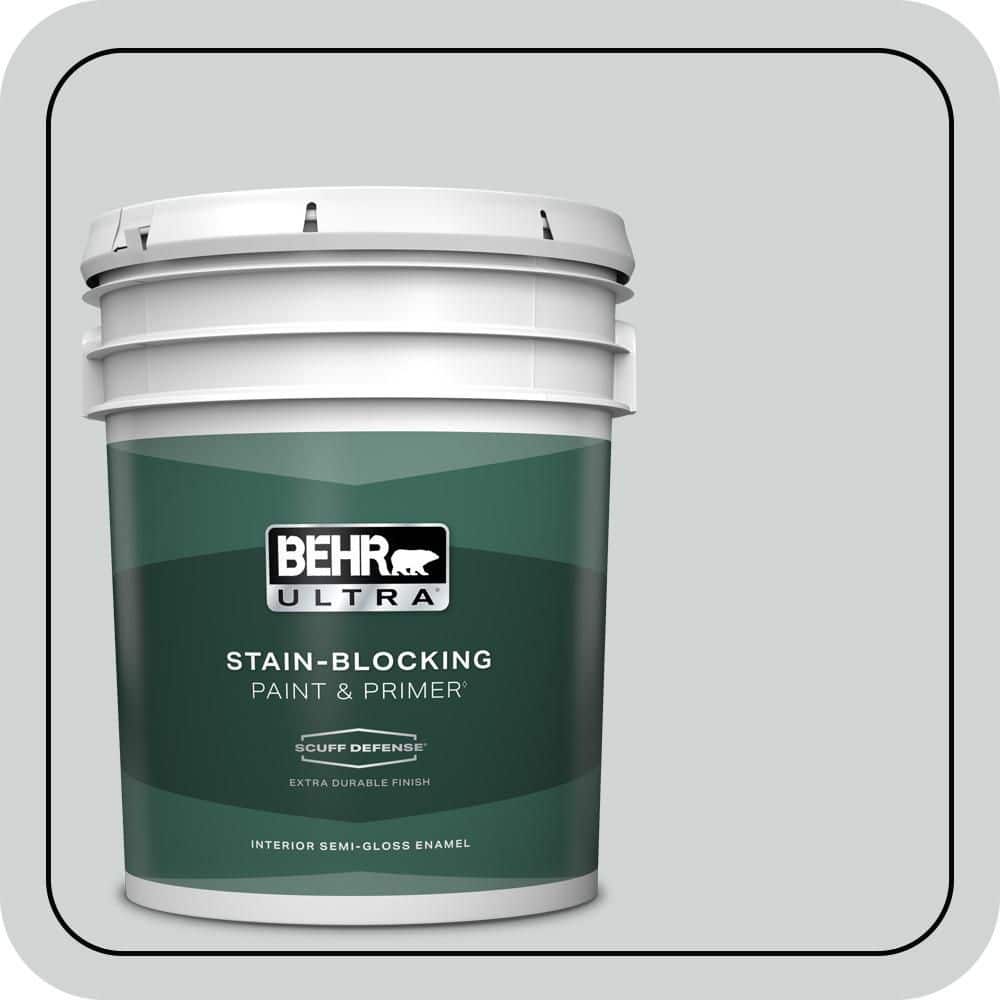 BEHR ULTRA 5 gal. #N450-1 Evaporation Extra Durable Semi-Gloss Enamel Interior Paint & Primer