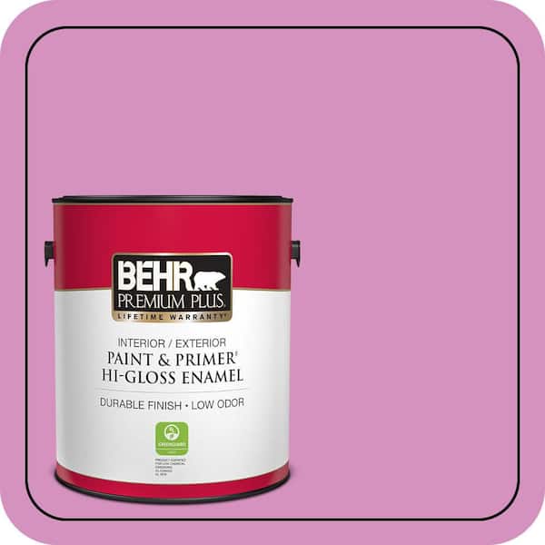 BEHR PREMIUM PLUS 1 gal. #680B-4 Pressed Flower Hi-Gloss Enamel Interior/Exterior Paint & Primer (2)