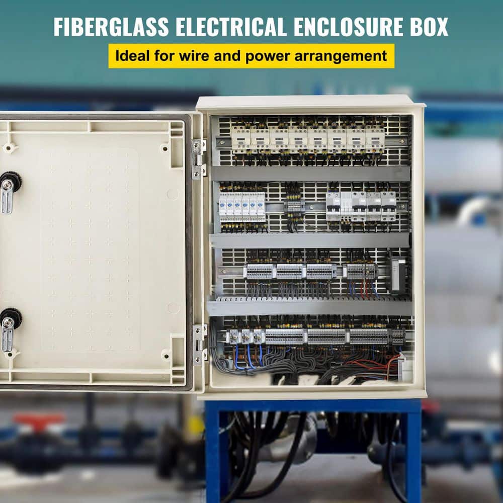 SKYSHALO NEMA Steel Enclosure, 16 x 12 x 8in. NEMA 4X Fiberglass Electrical Box IP66 Waterproof and Dustproof (3)
