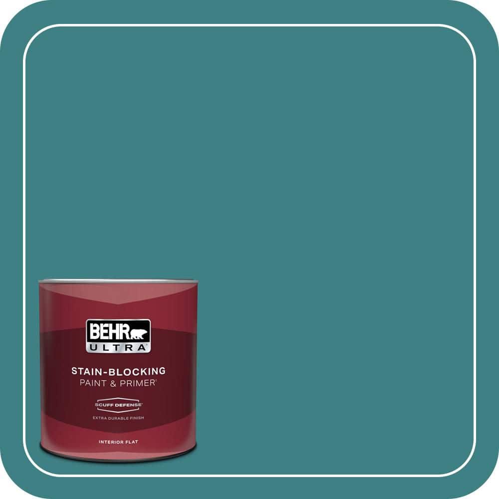 BEHR ULTRA 1 qt. #510D-7 Pacific Sea Teal Extra Durable Flat Interior Paint & Primer (1)
