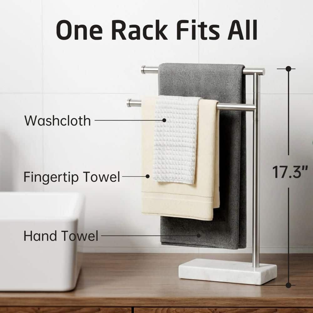 KES 1-Pack Countertop 9.8 in. Freestanding Double Towel Bar in Brushed Stainless Steel (3)