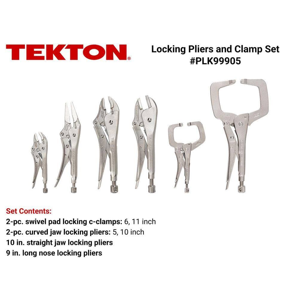TEKTON 6-Piece C-Clamp and Locking Pliers Set (2)