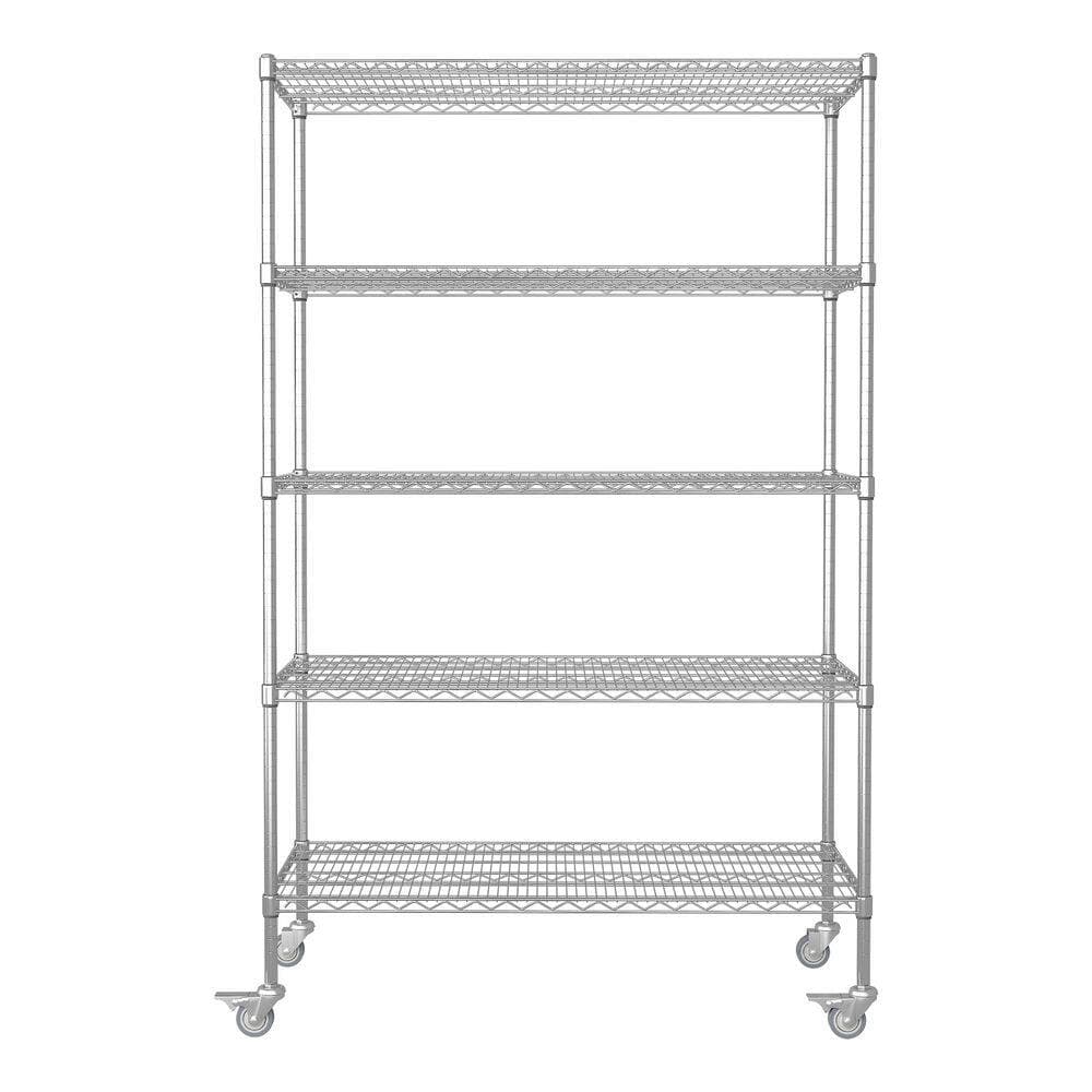 Tidoin 5-Tiers Metal Adjustable Heavy Duty Garage Storage Shelving Unit in Silver with Wheel (47 in. W x 72 in. H x 23.6 in. D) (1)