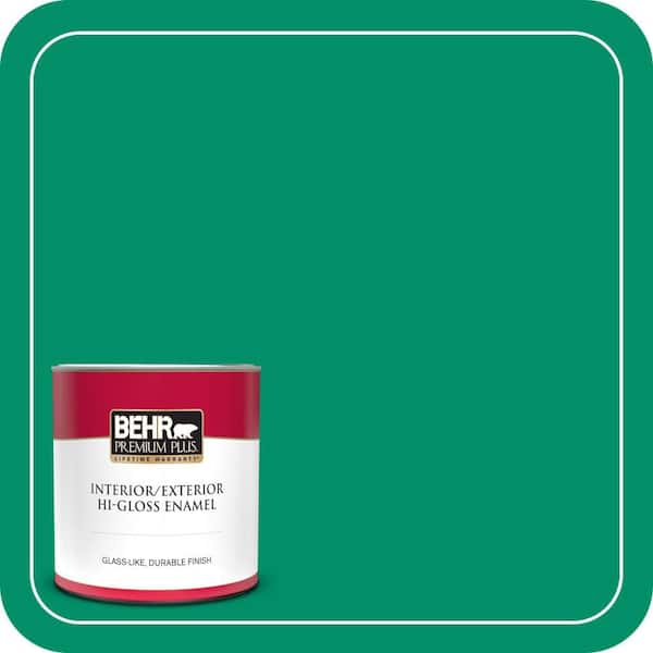 BEHR PREMIUM PLUS 1 qt. #MQ4-15 Balsam Hi-Gloss Enamel Interior/Exterior Paint & Primer (2)