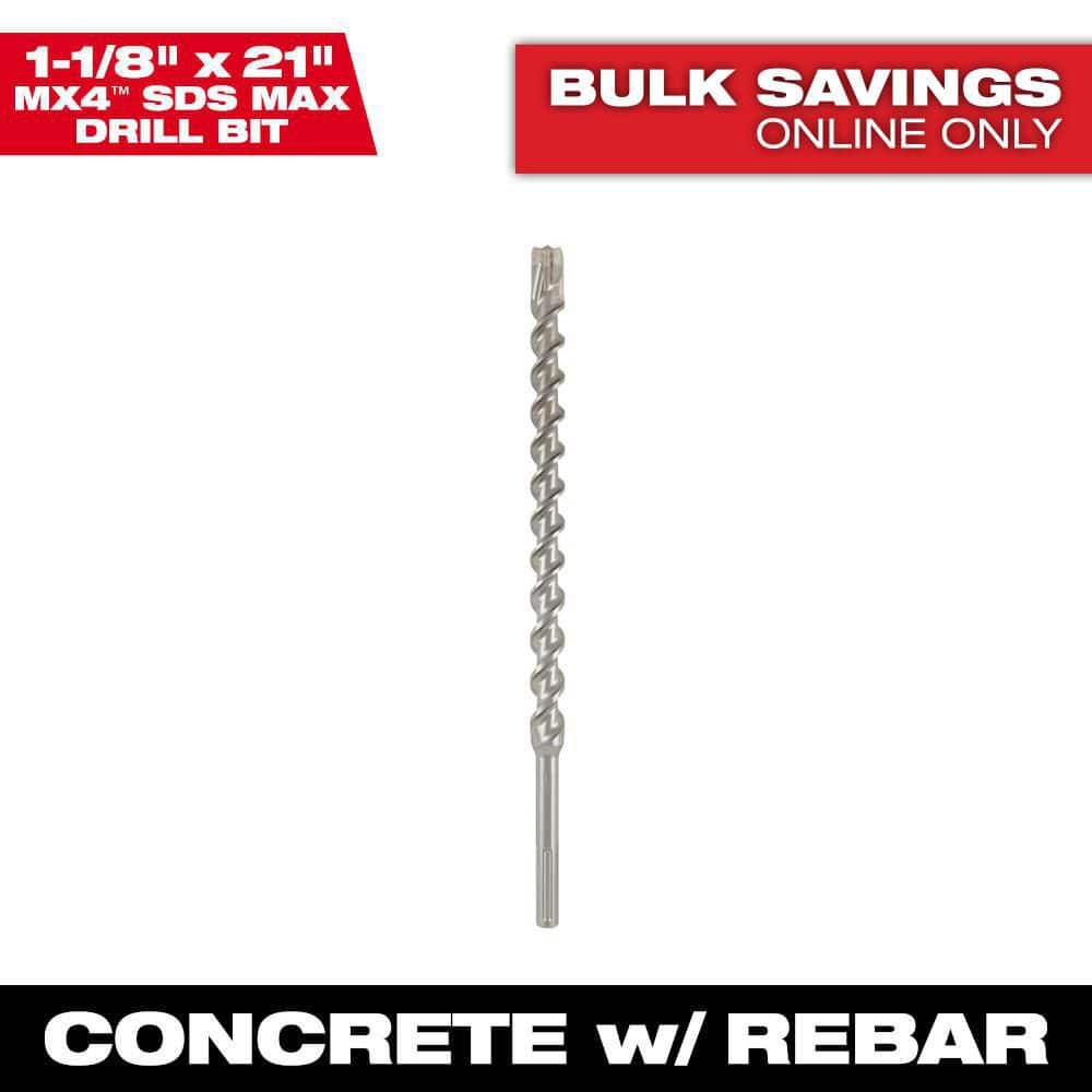 Milwaukee 1-1/8 in. x 21 in. 4-Cutter SDS-MAX Carbide Drill Bit