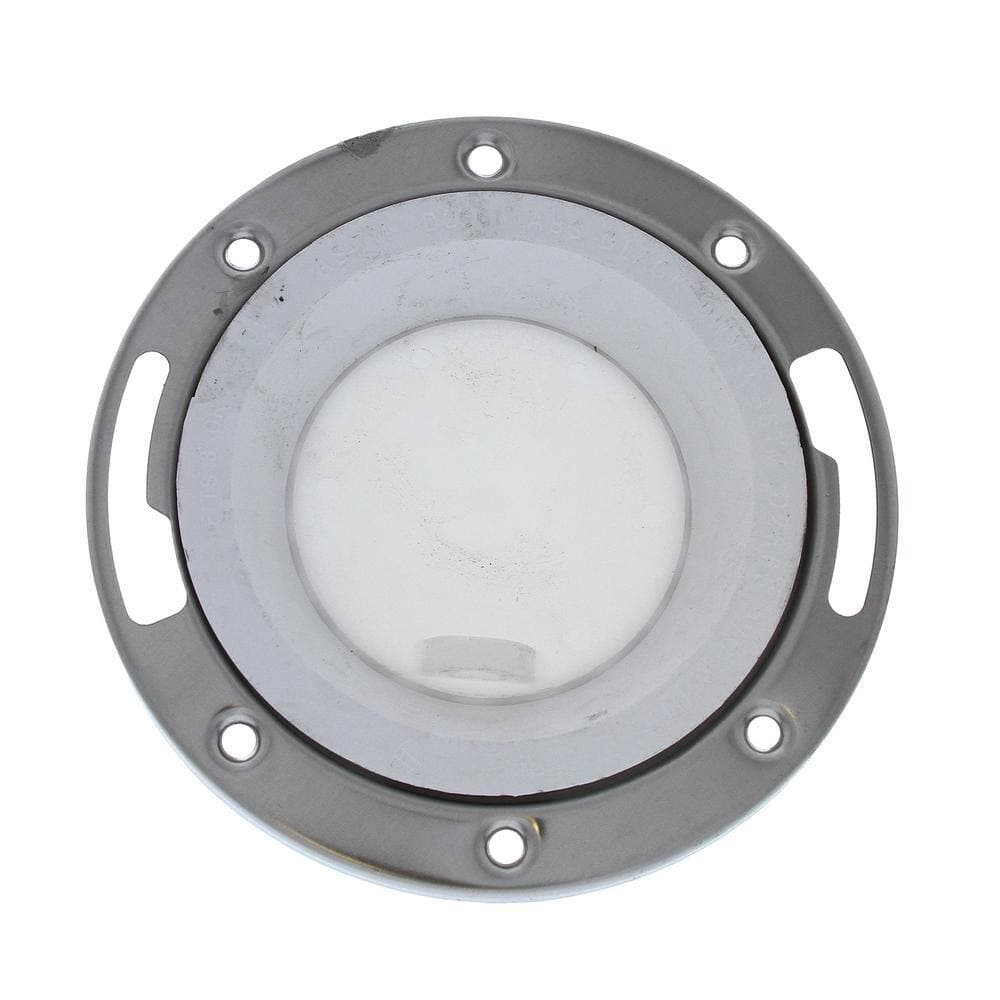 JONES STEPHENS 7 in. O.D. PVC Closet (Toilet) Flange w/Stainless Steel Ring and Knockout, Fits Over 3 in. or Inside 4 in. Sch. 40 Pipe (2)