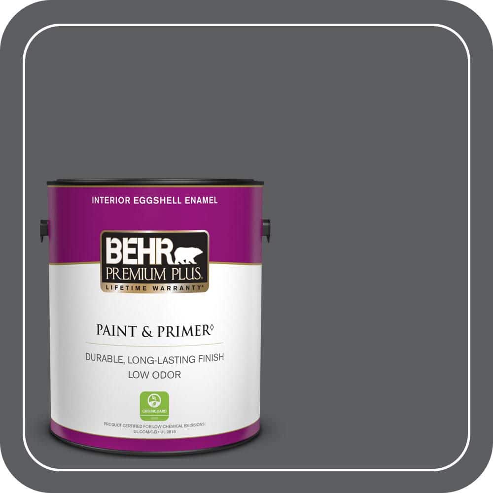 BEHR PREMIUM PLUS 1 gal. #N500-6 Graphic Charcoal Eggshell Enamel Low Odor Interior Paint & Primer