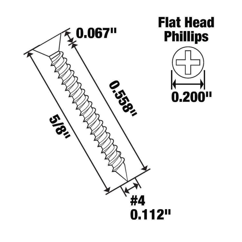 Everbilt #4 x 5/8 in. Zinc Plated Phillips Flat Head Sheet Metal Screw (10-Pack) (3)