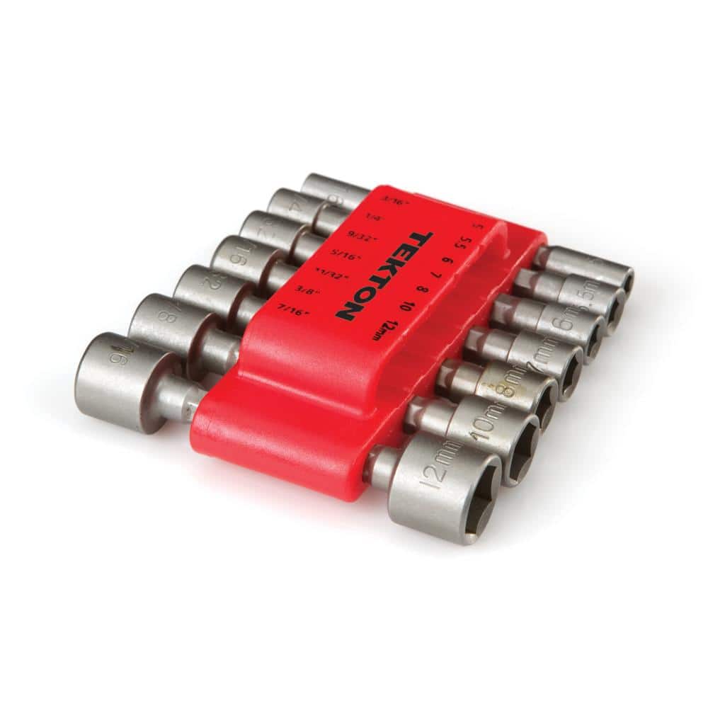 TEKTON 3/16-7/16 in., 5-12 mm Quick-Change Power Nut Driver Bit Set (14-Piece) (2)