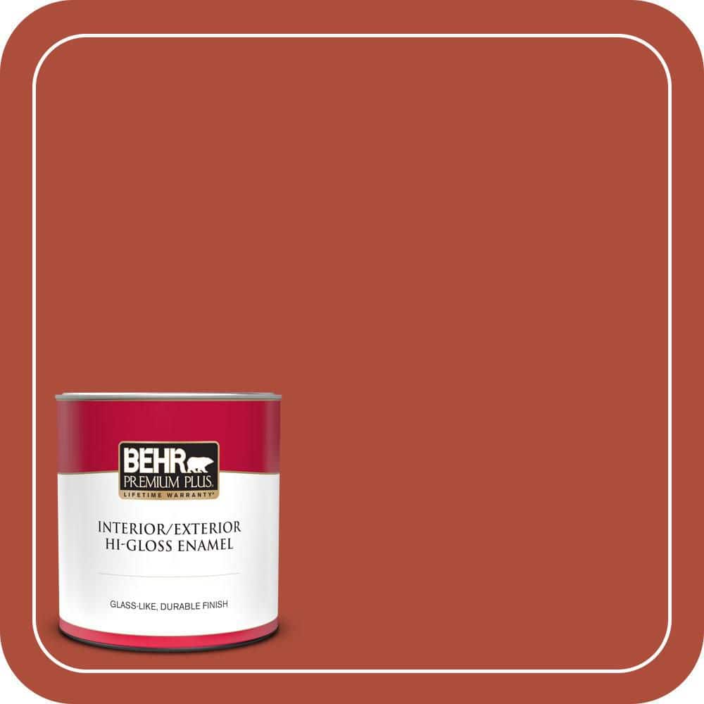 BEHR PREMIUM PLUS 1 qt. #MQ4-35 Torch Red Hi-Gloss Enamel Interior/Exterior Paint & Primer (1)