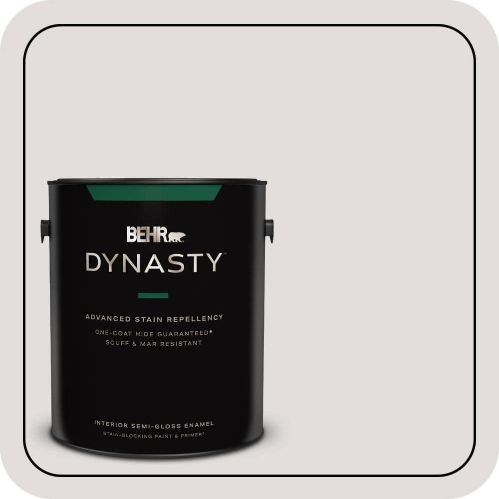 BEHR DYNASTY 1 gal. #PR-W07 Fading Fog Semi-Gloss Enamel Interior Stain-Blocking Paint & Primer