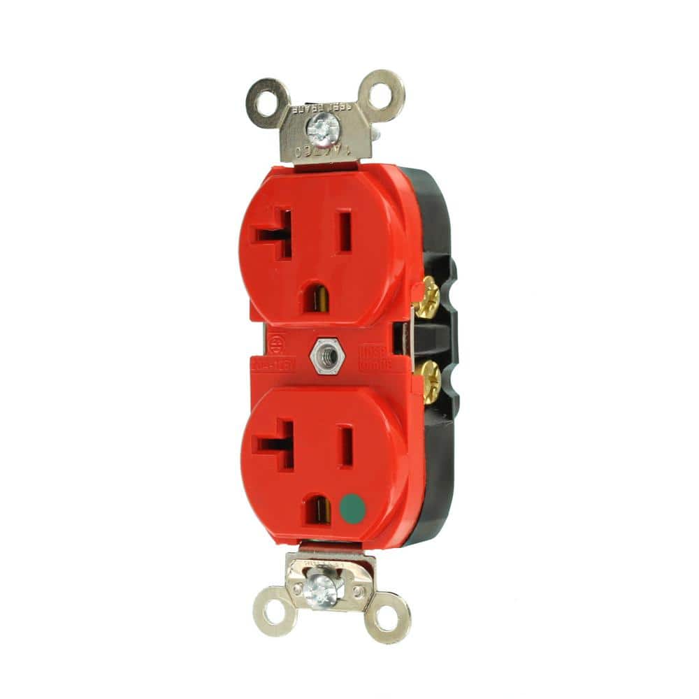 Leviton 20 Amp 125 V Hospital Grade Duplex Outlet/Receptacle, Red (1-Pack) 8300-HLR (3)