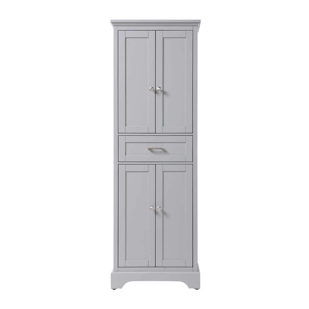 TIMELESS HOME 24 in. W x 20 in. D x 72 in. H Gray Freestanding Linen Cabinet (1)
