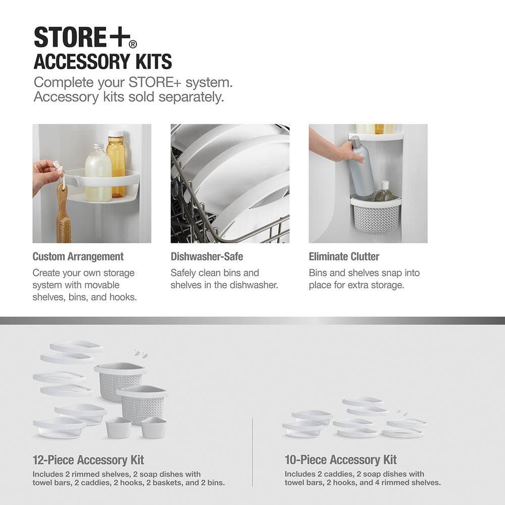 Sterling STORE+ 12-Piece Wall Mounted Shower Caddy in White Finish (4)