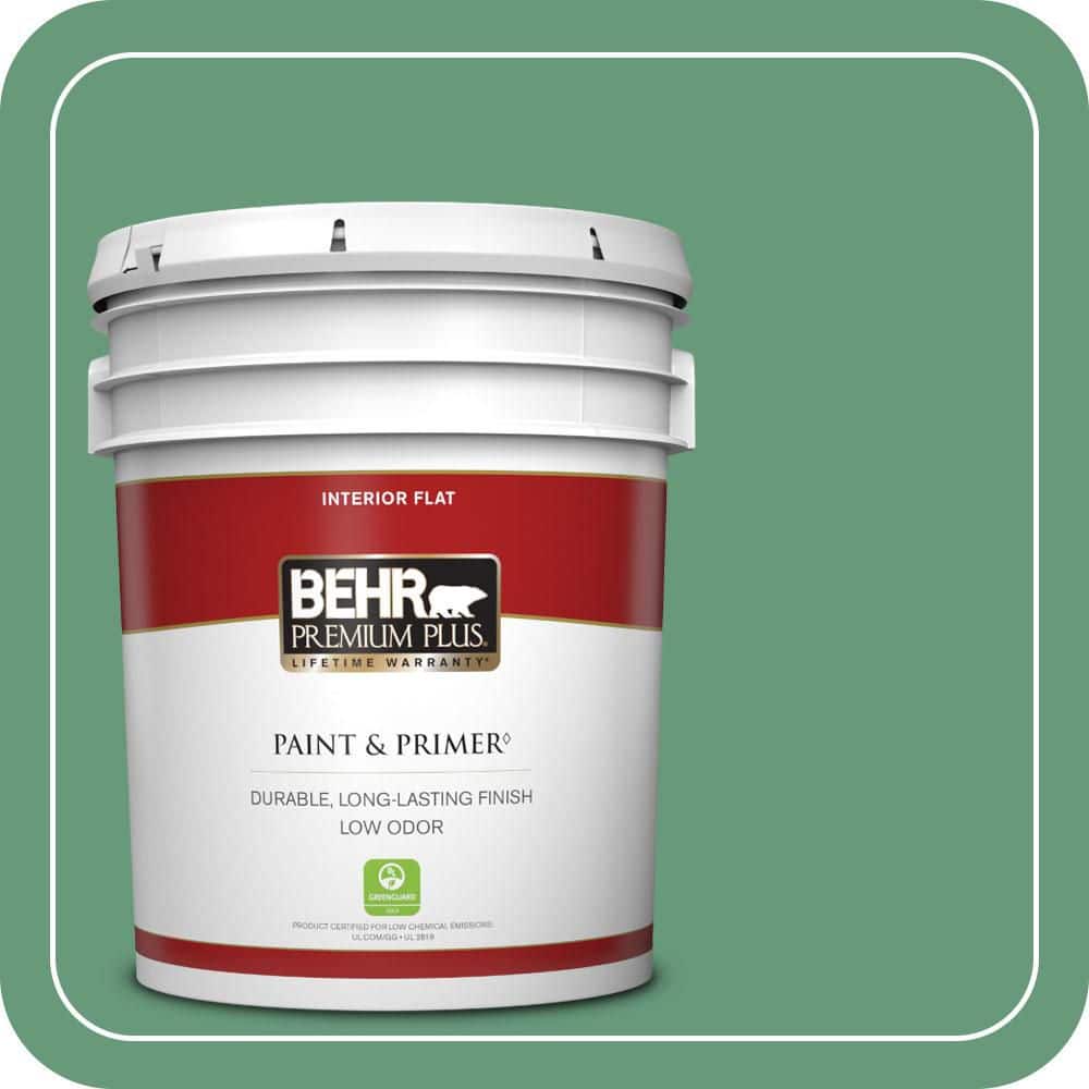 BEHR PREMIUM PLUS 5 gal. #470D-5 Herbal Flat Low Odor Interior Paint & Primer