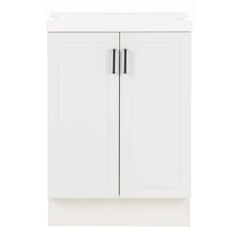 Glacier Bay Penlee 25 in. Single Sink White Freestanding Bath Vanity with White Cultured Marble Top (Assembled) (3)