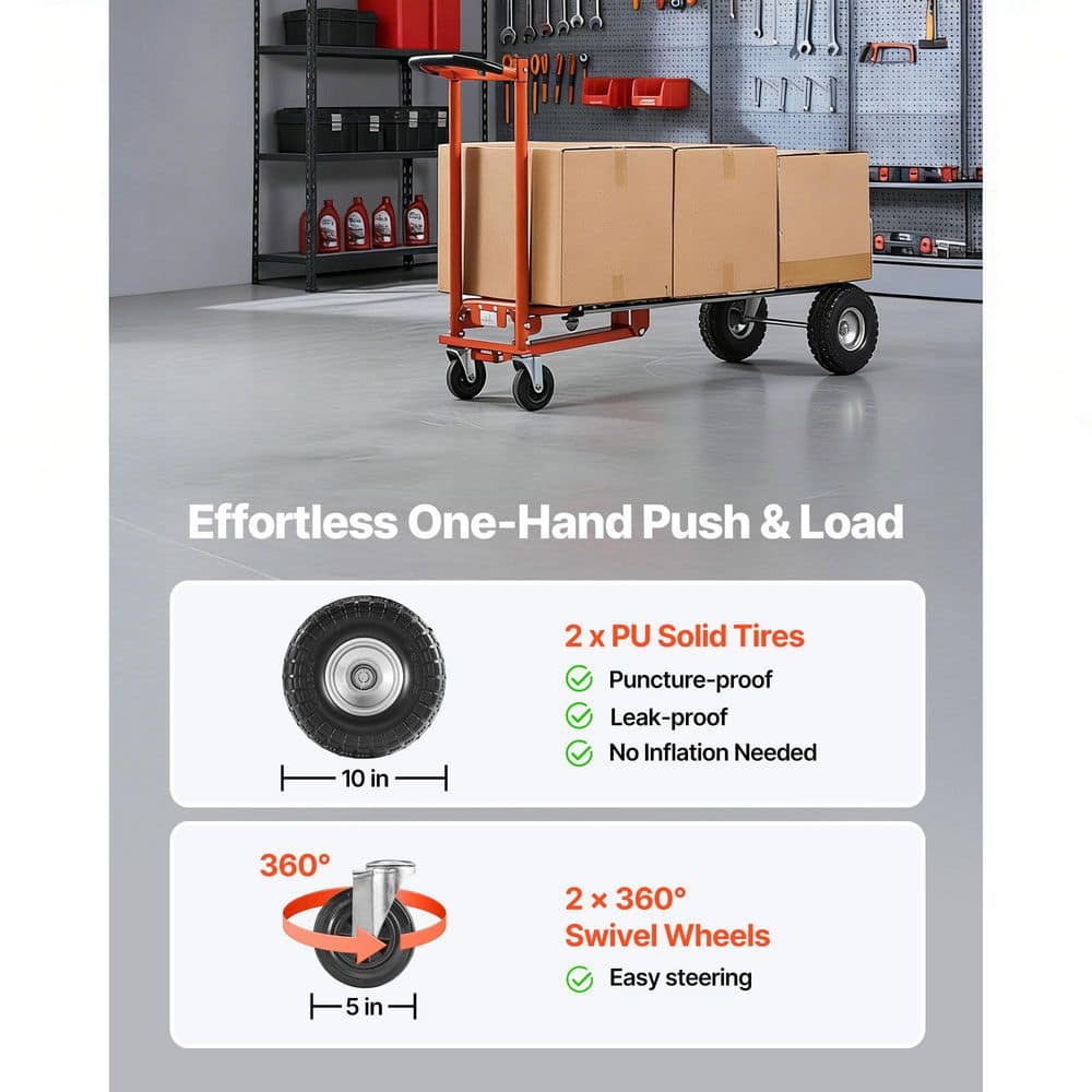 SVOPES Aluminum Folding Hand Truck, 4 in. 1000 lbs. Capacity, Heavy-Duty Industrial Collapsible Cart with Rubber Wheels (3)