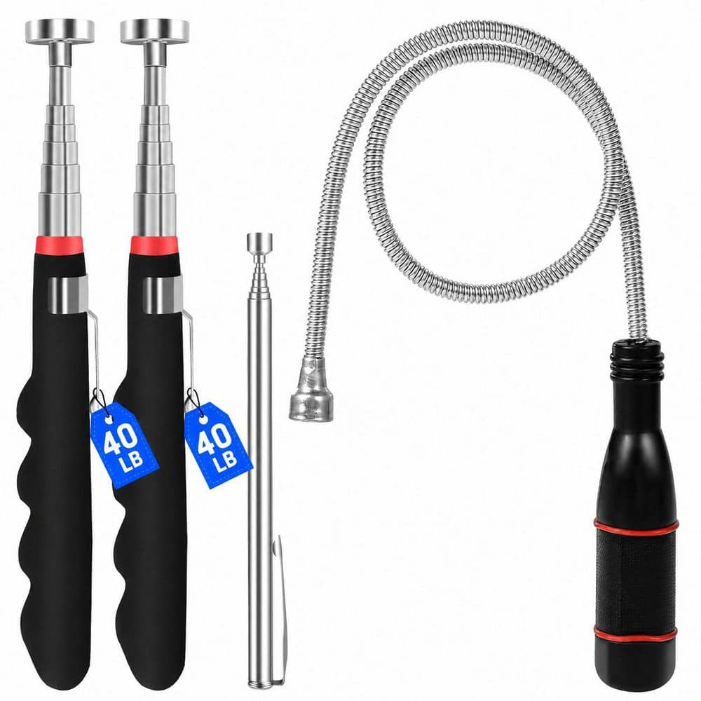 Misopily 7 to 30 in. Telescoping Magnetic Pickup Tool Strong Magnet 40lb Pull Non-Slip Handle for Metal Parts 4-Piece (1)