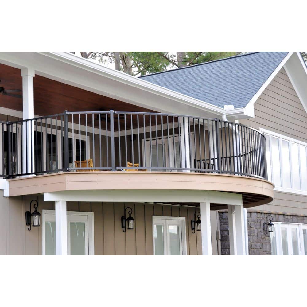 WESTBURY 72 in. x 36 in. Textured Black Aluminum Tuscany Stair Railing Kit-Stair (3)