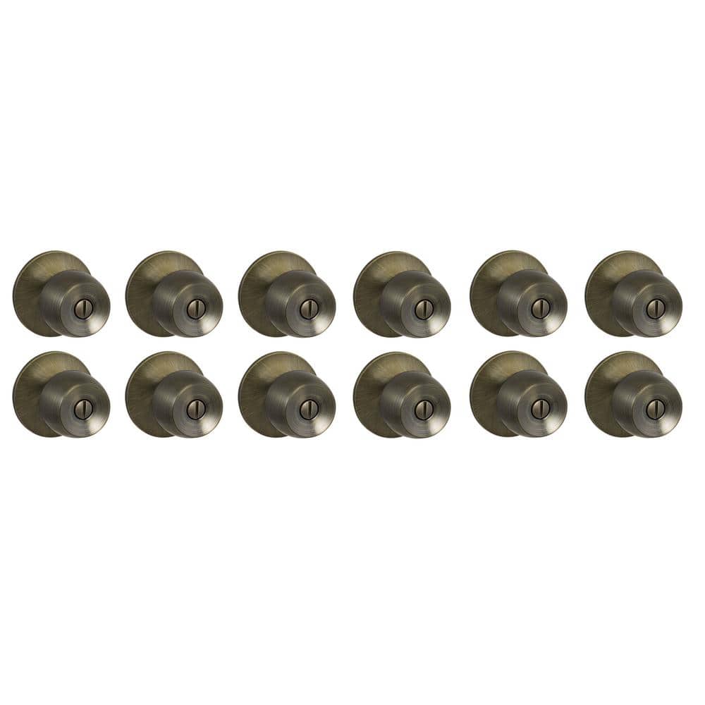 Defiant Brandywine Antique Brass Bed/Bath Door Knob (12-Pack)