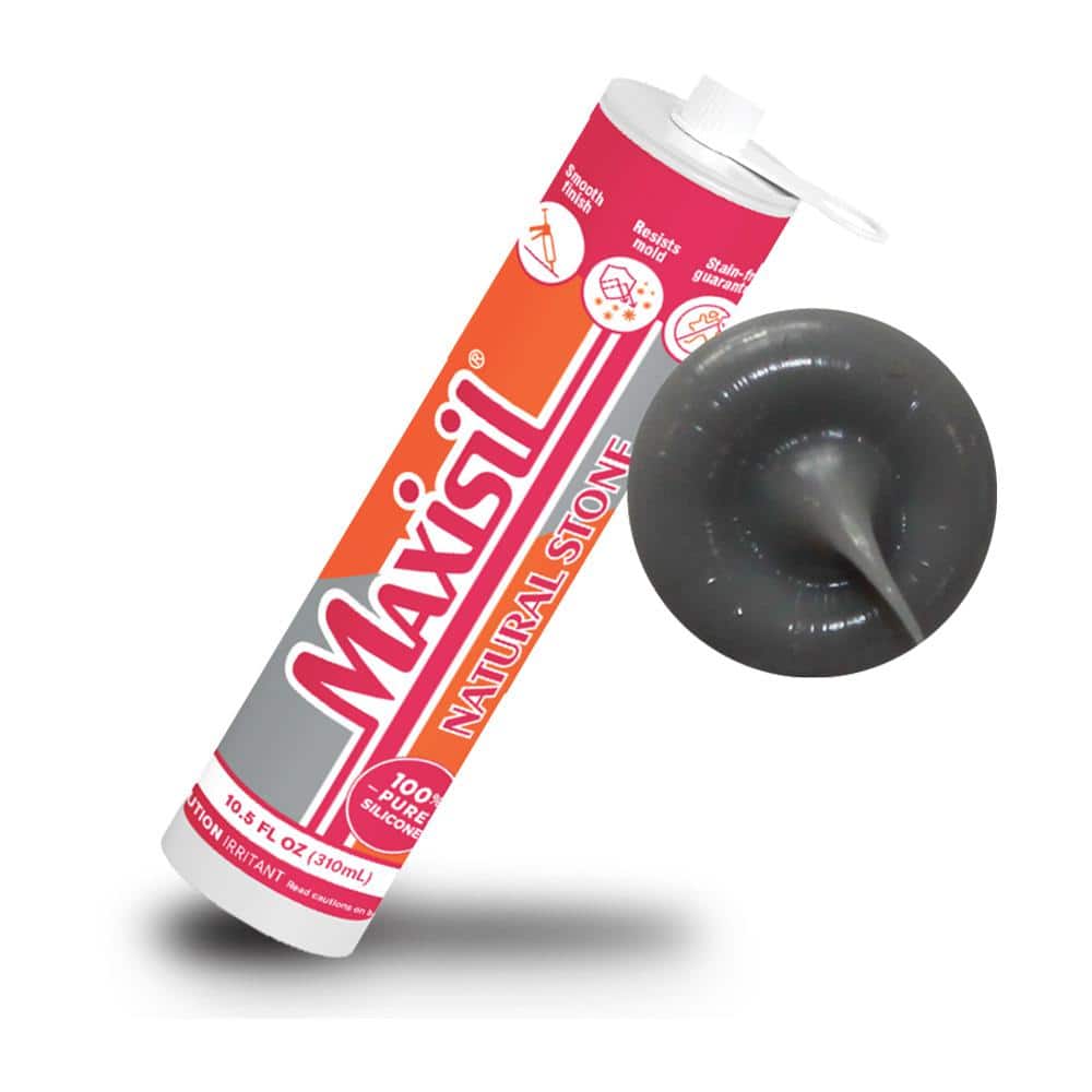 Glass Warehouse Maxisil 10.5 oz. Gray (Dark Grey) Standard Tube Natural Stone Silicone Sealant Tube (Each) (1)