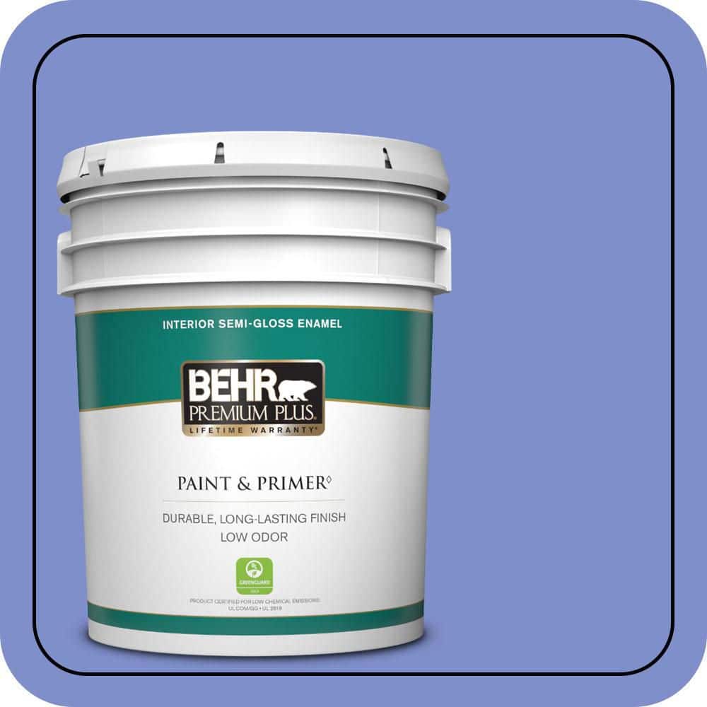 BEHR PREMIUM PLUS 5 gal. #P540-5 Pansy Garden Semi-Gloss Enamel Low Odor Interior Paint & Primer