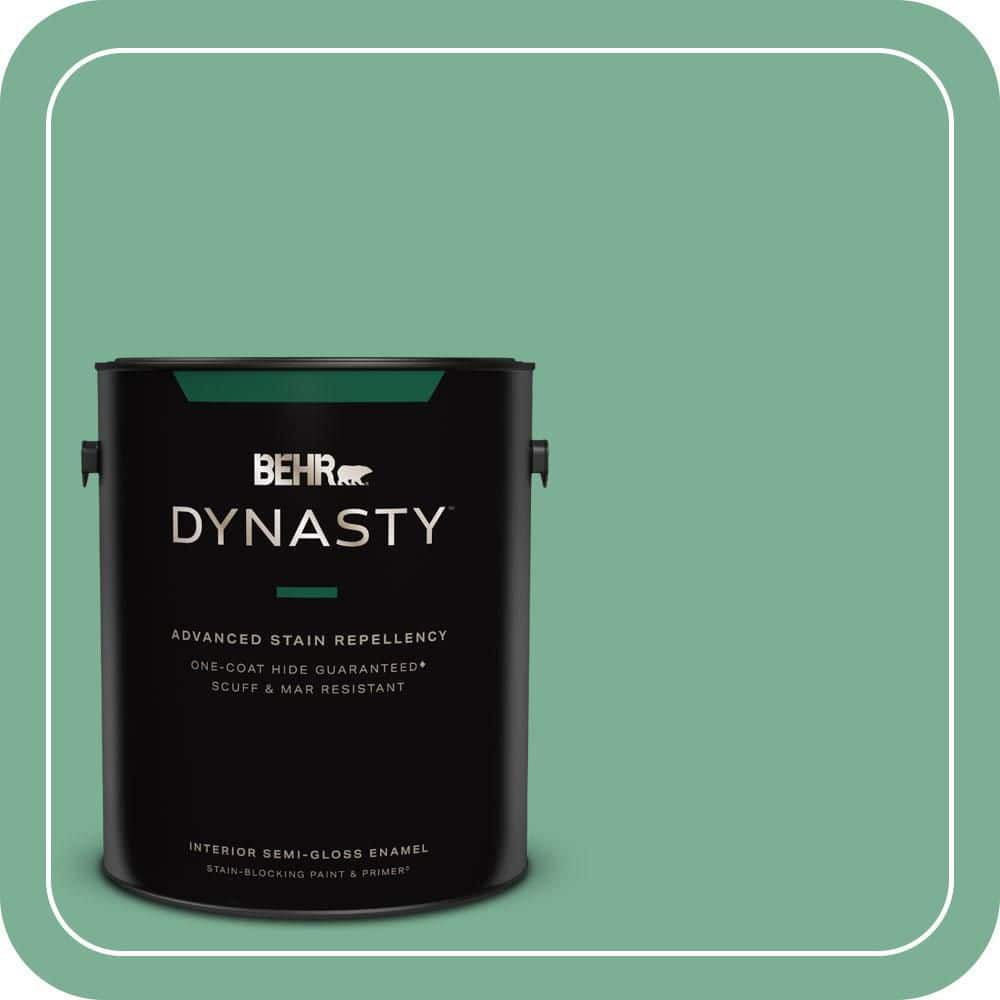 BEHR DYNASTY 1 gal. #MQ6-12 Nature Green One-Coat Hide Semi-Gloss Enamel Interior Stain-Blocking Paint & Primer