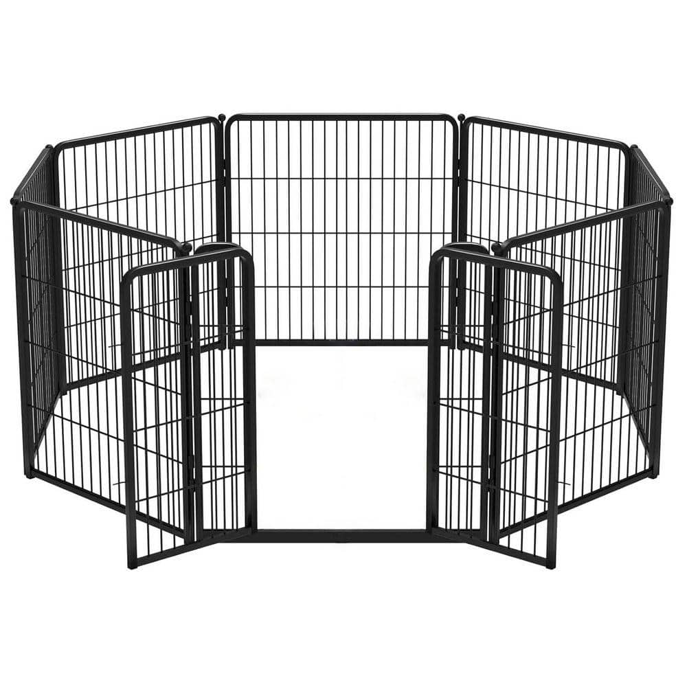 KIWDZFU Homeplus Dog Playpen Indoor Use Stress-Free Safe Play Heavy Duty 32 Inch 8 Panels for Puppies Small Medium Dogs Black (1)