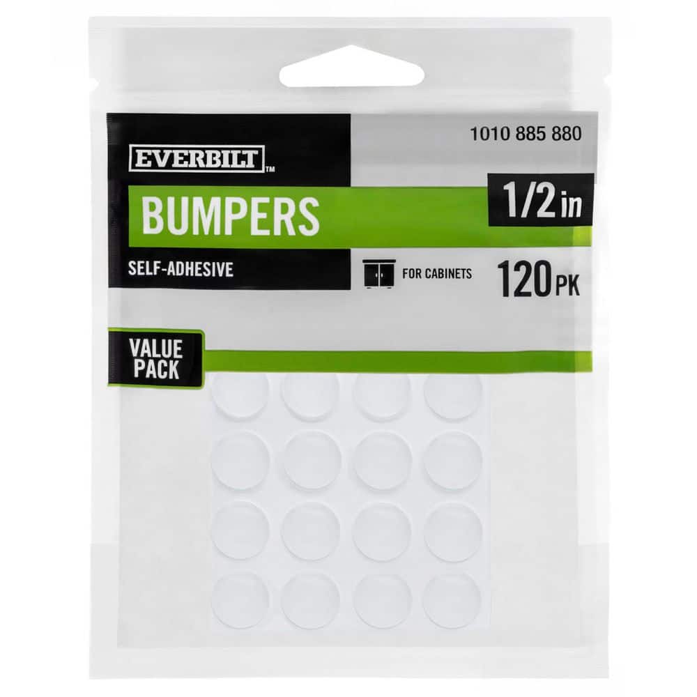 Everbilt 1/2 in. Clear Self-Adhesive Round Bumper (120-Pack)