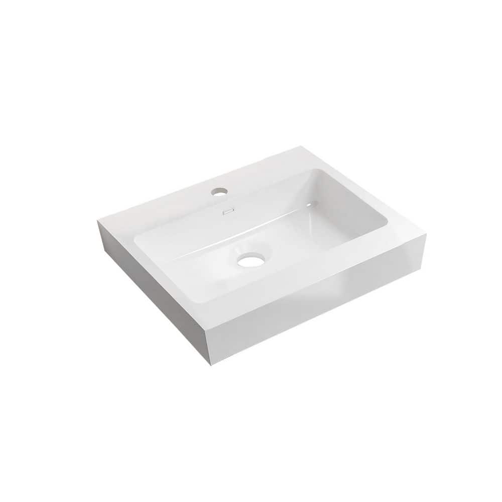 Satico 24 in. Drop-In Rectangular Bathroom Sink in White Solid Surface Vanity Top (1)