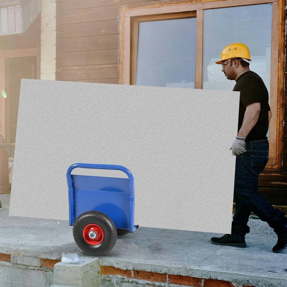 Huluwat Blue 1000 lb. Capacity Heavy Duty Steel Panel Hand Truck with Solid Rubber Tires for Drywall Sheet, Door Material (3)
