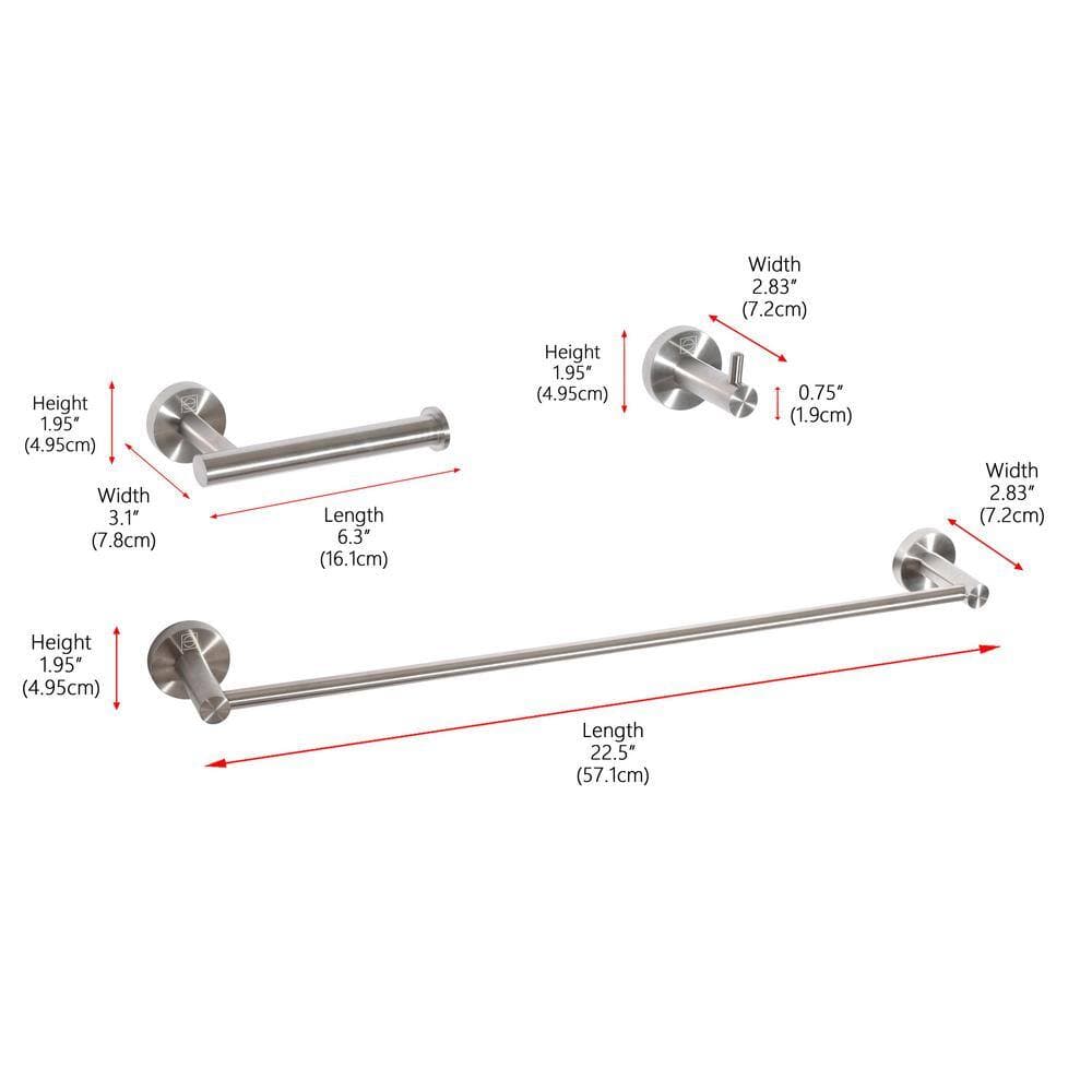 Unbranded Timeless Home 3-Piece Bath Hardware Set with Mounting Hardware in Brushed Nickel (3)