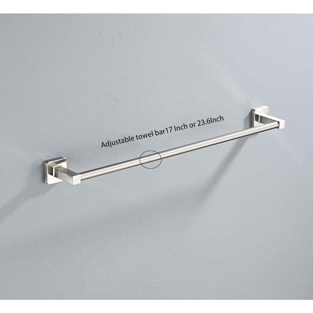 Unbranded 4-Piece Bathroom Hardware Set with Hand Towel Bar Towel Ring Toilet Paper Holder Wall Hook in Brushed Nickel (3)