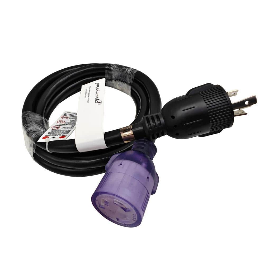 parkworld 10 ft. 10/3 30 Amp 250-Volt Locking 3-Prong Indoor/Outdoor NEMA L6-30 Extension Cord with Lighted End, Black, UL Listed (1)