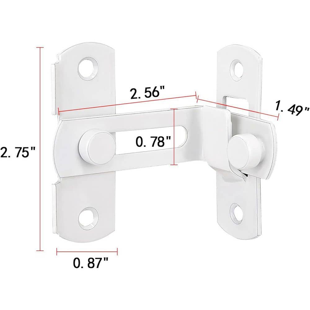 Unbranded 4 Pack Flip Door Sliding Latches 90 Degree Safety Lock Stainless Steel White for Gate Cabinet Closet Doors (2)